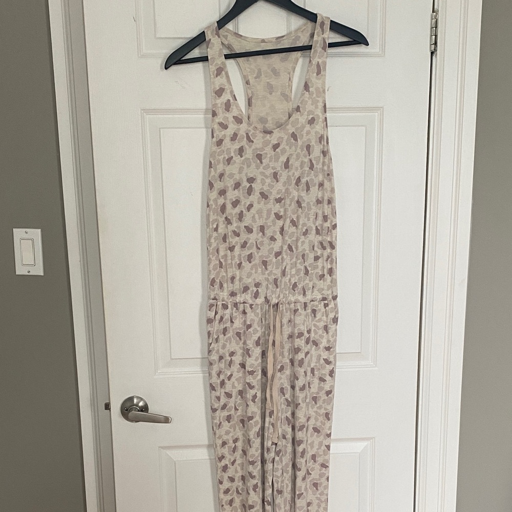 Aerie Print Jumpsuit - Cream and Purple